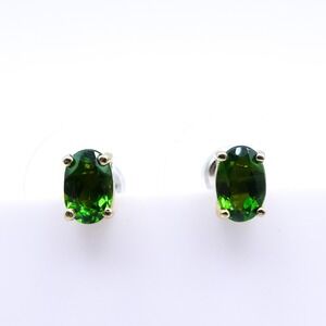 New Chrome Diopside 1 ctw Sterling Silver Gold Vermeil Stud Earrings Djoy 925